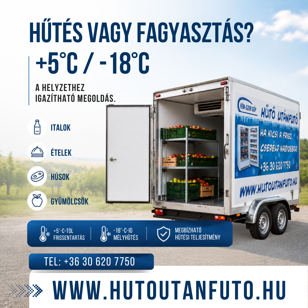 Nyitott hűtőutánfutó rakománnyal – kampánygrafika