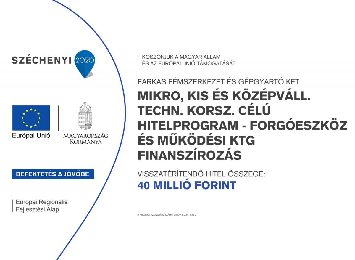 Mikro-, kis- és középvállalkozások technológiai korszerűsítési célú hitelprogramja – tájékoztató tábla